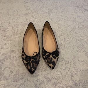 J. Crew Leopard Print Flats with Bow Accent